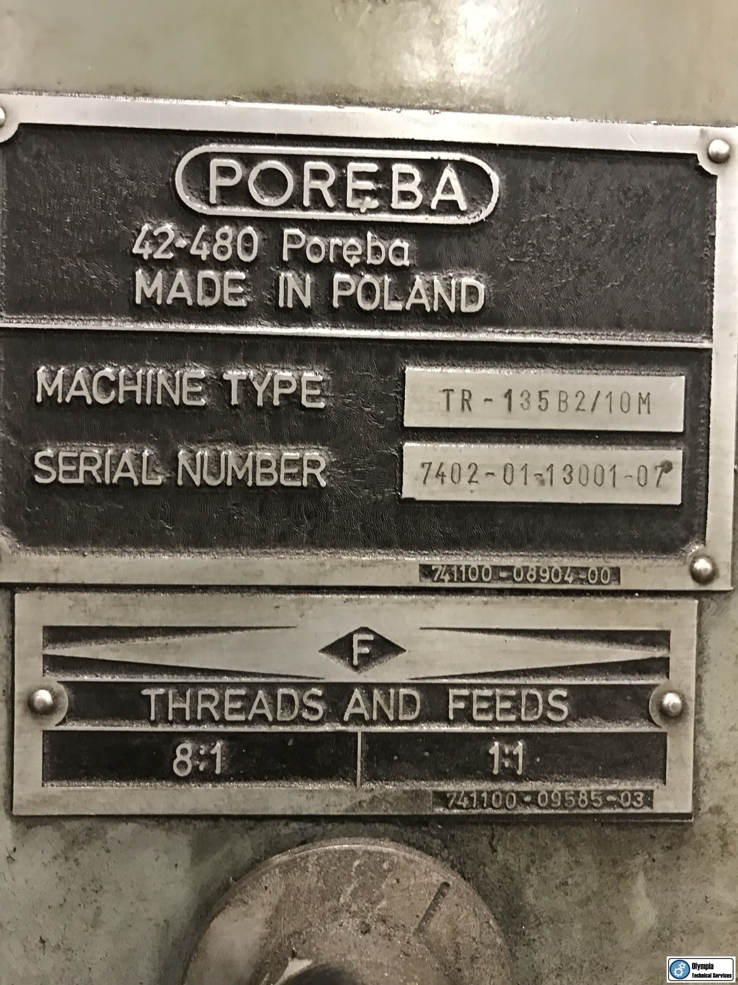 1994 POREBA TR 135B2/10M Engine Lathes | Olympia Technical Services